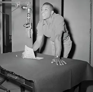 Willie Mays Working in Recording Studio