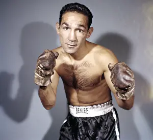 Prints of BRONX, NY - OCTOBER, 1955: Featherweight professional boxer Willie Pep (1922-2006) of the United States poses for a portrait circa October, 1955 in the Bronx, New York In the Ring: The Art of Boxing: Willie Pep