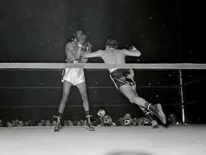Willie Pep Lunging at Sandy Saddler