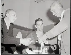 Trainer Prints: Willie Pep W/Manager, Trainer In Dressing