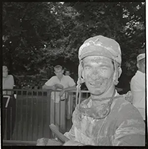Elmont Prints: Willie Shoemaker Covered in Mud After Race