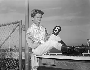 San Mateo Prints: Willie Shoemaker Holding a Number Six
