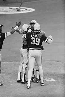 Victory Prints: Willie Stargell Hugs Teammates On Field