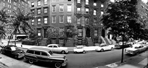 Prints of BROOKLYN, NY - MARCH 1958: Willow Street off Clark Street in Brooklyn Heights, near the home of Truman Capote (a photo used to illustrate his work in Holiday Magazine) in March Portraits, Artworks, and Montages from a Visionary Photographer: Willow Street in Brooklyn Heights in the 1950's
