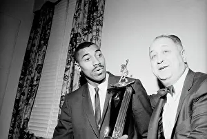 Owner Prints: Wilt Chamberlain with Eddie Gottlieb and Trophy