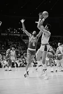 Wilt Chamberlain and Bill Russell Playing Basketball