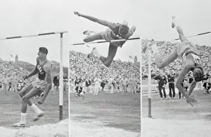 Lawrence Prints: Wilt Chamberlain Soaring over High Jump
