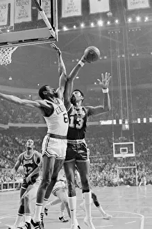 Bill Russell Prints: Wilt Chamberlain Trys For Basket as Bill Russell Defends