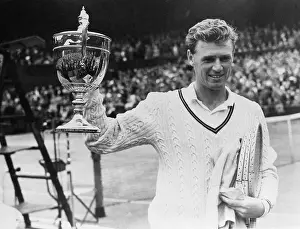 Wimbledon Prints: Wimbledon Champ Sedgman With Trophy