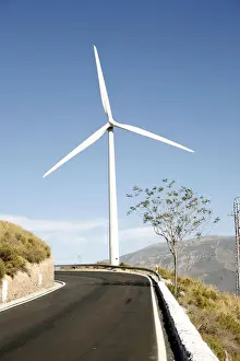 Environmentalism Prints: Wind turbine in Lanjaron, Alpujarra, Sierra Nevada, Andalucia, southern Spain, Europe