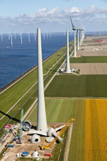 Images Dated 3rd May 2016: Wind turbines under construction, North Holland, Netherlands