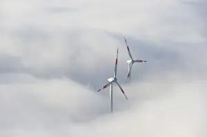 Eco Friendly Prints: Wind turbines on Mt Schauinsland, Freiburg, Baden-Wuerttemberg, Germany, Europe