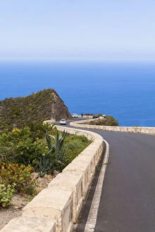 Winding mountain road in the Anaga Mountains near the village of Taganana, Azano, Almaciga, Tenerife, Canary Islands