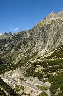 Alpen Prints: Winding road, serpentines, section of the Grimsel Pass Road