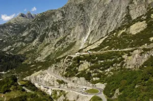 Alpen Prints: Winding road, serpentines, section of the Grimsel Pass Road