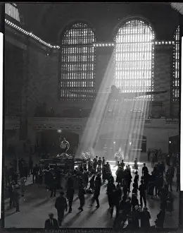 Window Light Shining on Commuters at Grand Central Station window light shining commuters grand central station
