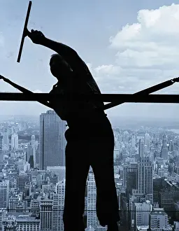 Belt Prints: Window Washer Cleaning Skyscraper Windows