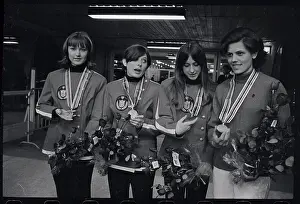 Grenoble Prints: Winners of 500 Meter Skating Event Posing for Photograph