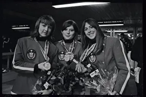 Grenoble Prints: Winners of Ladies 500 Meter Skating Event with Awards