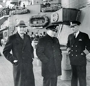 Winston Churchill and Colleagues Aboard the Duke of York