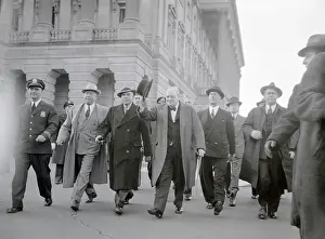 Winston Churchill Being Escorted to Congress by Secret Service Men