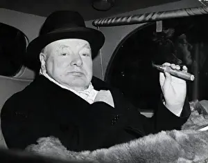Winston Churchill in Evening Dress with Cigar