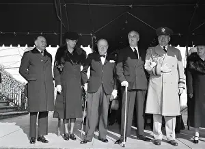 Awning Prints: Winston Churchill and Franklin D. Roosevelt Leaving White House