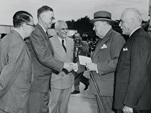 Ottawa Prints: Winston Churchill Being Greeted at Airport