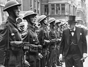 Inspection Prints: Winston Churchill Inspecting Honor Guard