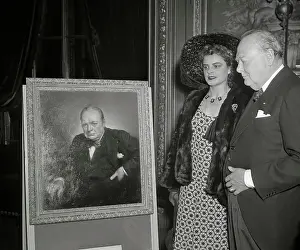 Winston Churchill and Molly Guion Observing Painting