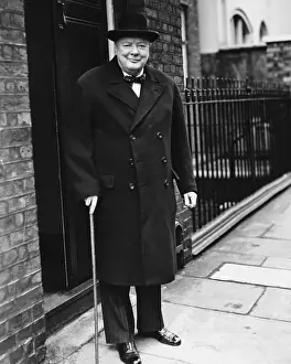 Hyde Park Prints: Winston Churchill Posing with Cane