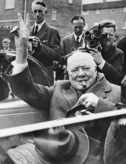 Winston Churchill Waving