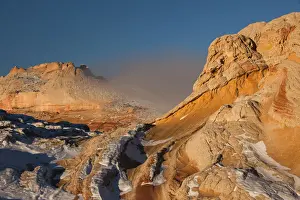 Winter fog and geological formations found at Vermillion Cliffs National Monument, Arizona, USA