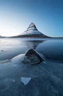Pete Lomchid Landscape Photography Collection: Winter kirkjufell ice cracked