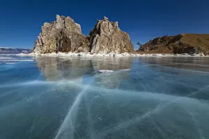 Winter on Lake Baikal. Shamanka rock