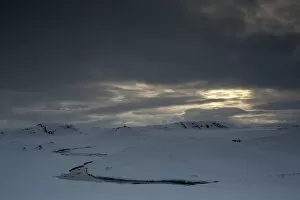 Images Dated 29th March 2011: Winter landscape, view towards Vatnajoekull Glacier, Icelandic Highlands, Iceland, Europe