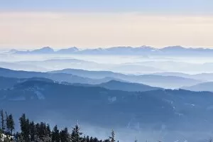 Lydie Gigerichova Landscapes Gallery: Winter panoramic view to Mala Fatra National Park, Slovakia, from Mount Lysa Hora, Beskids
