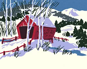 Rural Gallery: Winter Scene of a Covered Bridge