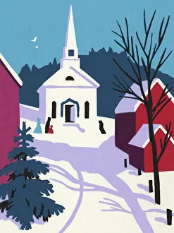 Rural Collection: Winter Scene With a Small Church