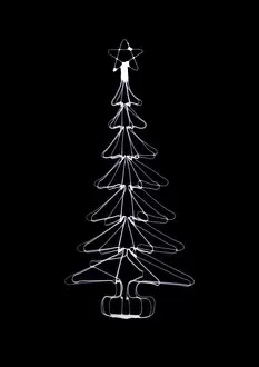 Wire festive tree with a star on top, X-ray