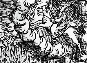 Riding Prints: A Witch Riding a Goat to Meet the Devil