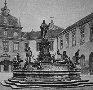Aristocracy Prints: The Wittelsbach Fountain in the Royal Residence in Munich