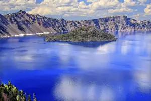 Crater Lake, Oregon Prints: Wizard Island on Crater Lake, Crater Lake National Park, Oregon, USA