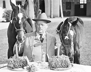 Pomona Prints: W.K. Kellogg with Twin Arabian Colts