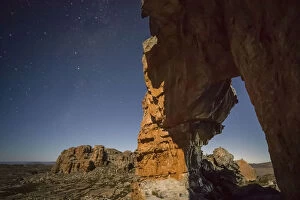 Images Dated 19th March 2016: Wolfberg Arch under starry night sky, Cederberg Wilderness Area, Western Cape Province, South Africa