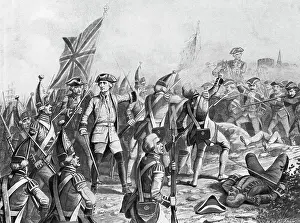 Major General Prints: Wolfe and Montcalm in Battle of Quebec After a Painting by A. Thoby