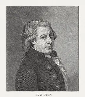 Wolfgang Amadeus Mozart, Austrian composer (1756-1791), wood engraving, published 1885