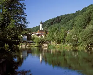 Steeples Prints: Wolfratshausen with the Loisach River, Upper Bavaria, Bavaria, Germany, Europe