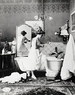 Salt Prints: Woman Adding Bath Salts To Bath Water