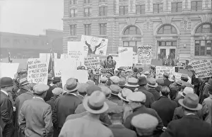 Woman Addressing Crowd of Demonstrators